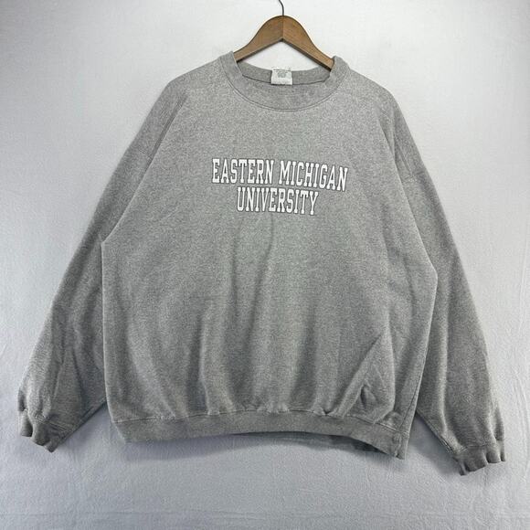 Vintage Eastern Michigan University Sweatshirt Men's 2XL Gray Crewneck Spellout - Picture 1 of 9